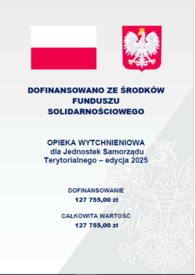 Plakat do naboru w programie "Opieka wytchnieniowa dla Jednostek Samorządu Terytorialnego" - edycja 2025 informujący, że program jest dofinansowany ze środków Funduszu Solidarnościowego oraz, że powiat wejherowski uzyskał dofinansowanie w wysokości 127 755,00 zł.